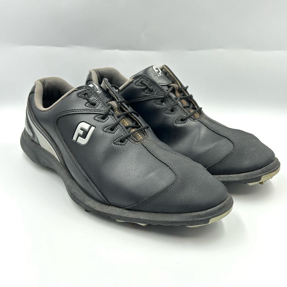 FootJoy Sport LT Black Leather Spiked Golf Shoes Mens Size 11M Waterproof 58038
